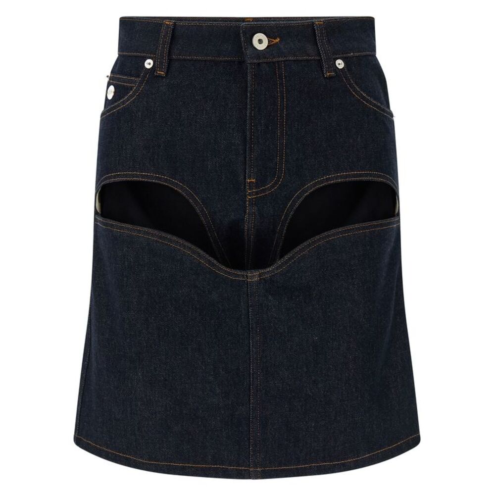 Jean Paul Gaultier Women 'Denim Mini Skirt With Cuts And Turn Up' Skirt